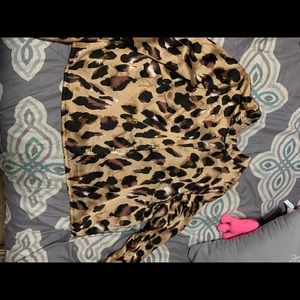 Silky leopard print choker detail blouse